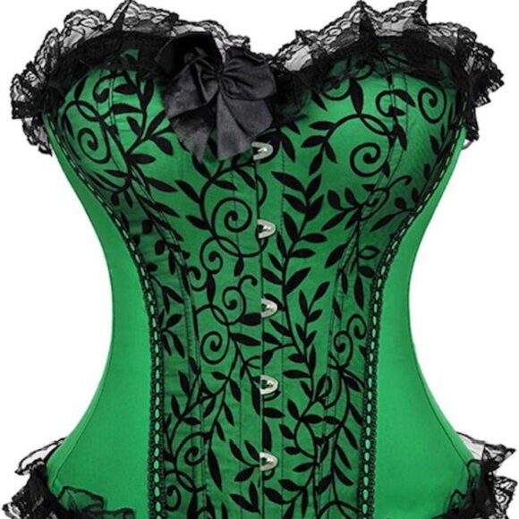 Floral Lace Overlay Trim Satin Corset Top *BRAND NEW - Picture 1 of 5